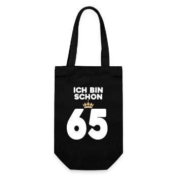 65. Geburtstag Geschenk - 65 Jahre mit Krone - Geschenkbeutel für Flaschen - Schwarz - Vorne