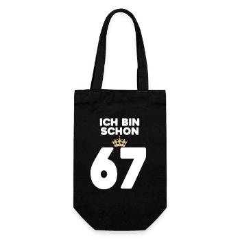 67. Geburtstag Geschenk - 67 Jahre mit Krone - Geschenkbeutel für Flaschen - Schwarz - Vorne