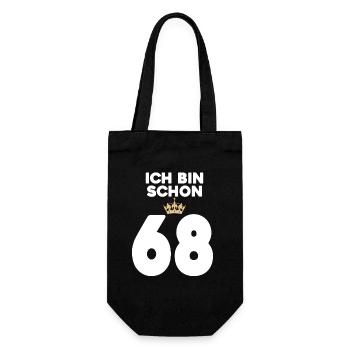 68. Geburtstag Geschenk - 68 Jahre mit Krone - Geschenkbeutel für Flaschen - Schwarz - Vorne