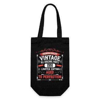 1991 Year of birth Born Birthday Vintage - Gift Bag for Bottles - black - Front