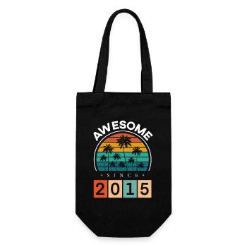 2015 Geboren Geburtstag Geburtsjahr Vintage - Geschenkbeutel für Flaschen - Schwarz - Vorne