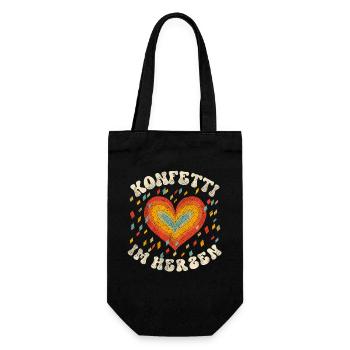 Konfetti Im Herzen Karneval Fasching - Geschenkbeutel für Flaschen - Schwarz - Vorne