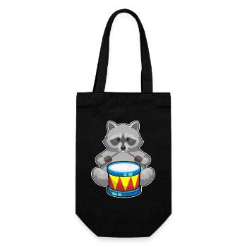Raccoon Musician Drum Music - Gift Bag for Bottles - black - Front