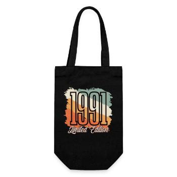 1991 Year of birth Birthday Year of construction Vintage Retro - Gift Bag for Bottles - black - Front
