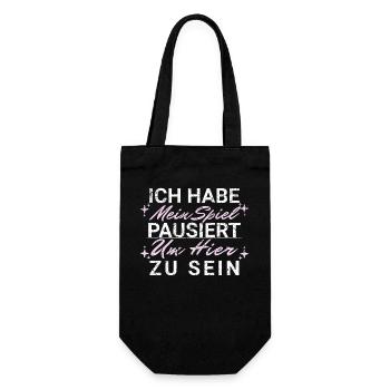 Ich habe mein Spiel pausiert Hier zu sein - Geschenkbeutel für Flaschen - Schwarz - Vorne