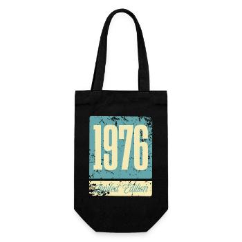 1976 Geboren Geburtstag Geburtsjahr - Geschenkbeutel für Flaschen - Schwarz - Vorne