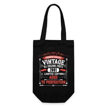 2001 Year of birth Born Birthday Vintage - Gift Bag for Bottles - black - Front