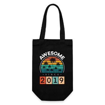 2019 Geboren Geburtstag Geburtsjahr Vintage - Geschenkbeutel für Flaschen - Schwarz - Vorne