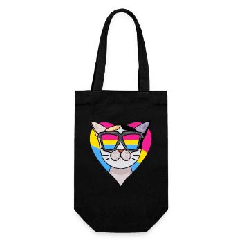 Pansexual Cat Japanese Bobtail Heart Cadeau - Sac à bouteille - noir - Devant