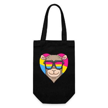 Pansexual Lama Heart Gift - Gift Bag for Bottles - black - Front