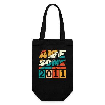 2011 Geboren Geburtstag Geburtsjahr Vintage - Geschenkbeutel für Flaschen - Schwarz - Vorne