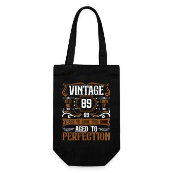 89. Geburtstag Vintage Retro - Geschenkbeutel für Flaschen - Schwarz - Vorne