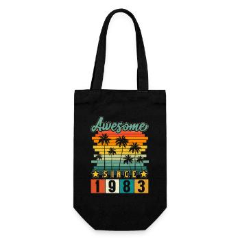 1983 Geboren Geburtstag Geburtsjahr Vintage - Geschenkbeutel für Flaschen - Schwarz - Vorne