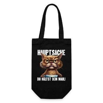 Hauptsache Du Hälst Dein Maul - Geschenkbeutel für Flaschen - Schwarz - Vorne