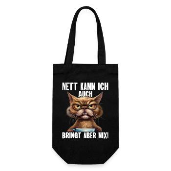 Nett Kann Ich Auch Bringt Aber Nix - Geschenkbeutel für Flaschen - Schwarz - Vorne