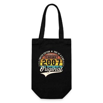 Original February Year 2007 16th birthday Man - Gift Bag for Bottles - black - Front