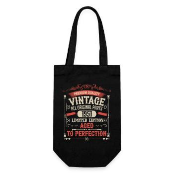 1951 Year of birth Born Birthday Vintage - Gift Bag for Bottles - black - Front