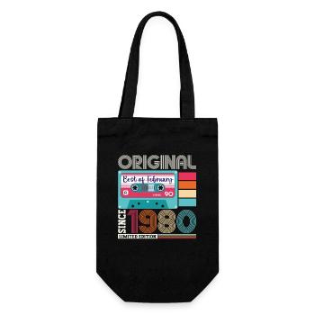 Février Né 1980 43e anniversaire cassette - Sac à bouteille - noir - Devant