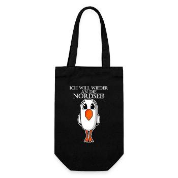 Nordsee Plattdeutsch Spruch Moin Möwe - Geschenkbeutel für Flaschen - Schwarz - Vorne