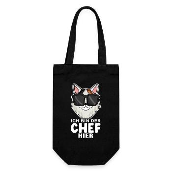 coole Katze - Japanese Bobtail Katze Spruch - Geschenkbeutel für Flaschen - Schwarz - Vorne