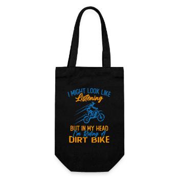 In meinem Kopf fahre ich Motorrad / Humor Motorrad - Geschenkbeutel für Flaschen - Schwarz - Vorne