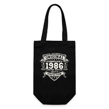 Original February Year 1986 37th birthday Man - Gift Bag for Bottles - black - Front
