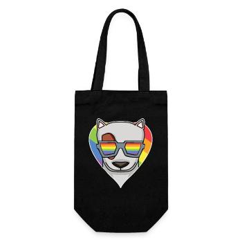 Regenbogen - Hund mit Brille - Bullterrier - Geschenkbeutel für Flaschen - Schwarz - Vorne