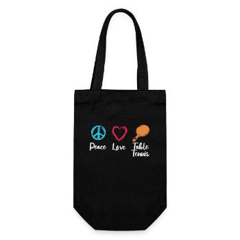 Peace Love Table Tennis - Geschenkbeutel für Flaschen - Schwarz - Vorne