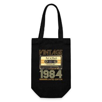39 Birthday Man March Born 1984 Cassette - Gift Bag for Bottles - black - Front