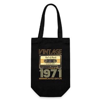 52 Birthday Man March Born 1971 Cassette - Gift Bag for Bottles - black - Front