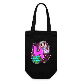4th Birthday - 4 Years Astronaut Girl Gift - Gift Bag for Bottles - black - Front