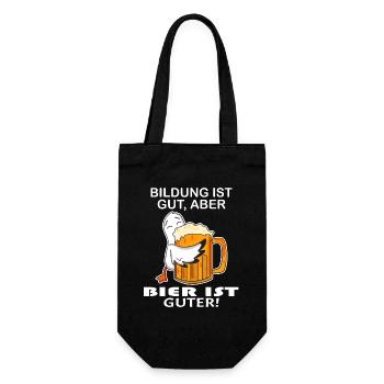 Bier Spruch lustig - Bier trinken - Geschenkbeutel für Flaschen - Schwarz - Vorne