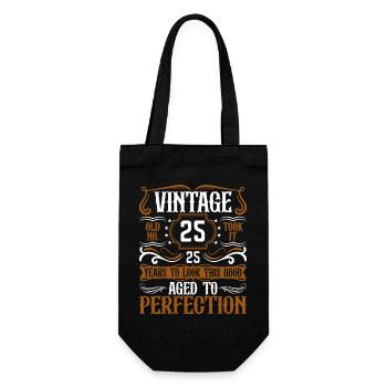 25th Birthday Vintage Retro - Gift Bag for Bottles - black - Front