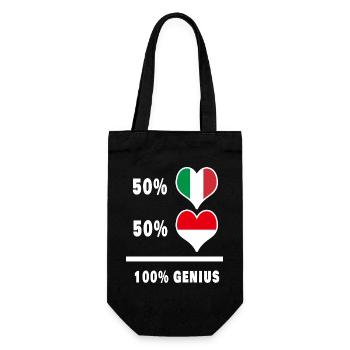 Indonesien und Italien flaggen 100% genial - Geschenkbeutel für Flaschen - Schwarz - Vorne