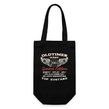 Oldtimer März Jahrgang 2003 20. Geburtstag Mann - Geschenkbeutel für Flaschen - Schwarz - Vorne