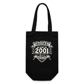22nd birthday man Original March Born 2001 - Gift Bag for Bottles - black - Front