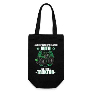 Traktor Trecker Landwirt Bauer Landwirtschaft  - Geschenkbeutel für Flaschen - Schwarz - Vorne