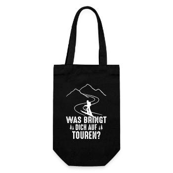 Was bringt dich auf Touren? - Geschenkbeutel für Flaschen - Schwarz - Vorne