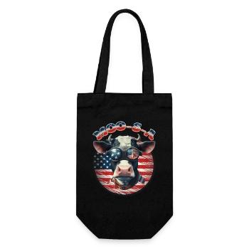 Patriotic USA Cow - Feiern Sie Amerika - Geschenkbeutel für Flaschen - Schwarz - Vorne