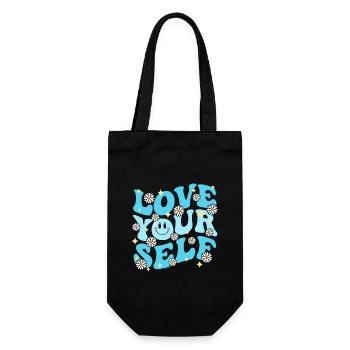 Groovy LOVE YOUR SELF Bleu - Sac à bouteille - noir - Devant