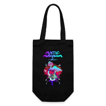 Magic Mushroom Sunset - Geschenkbeutel für Flaschen - Schwarz - Vorne
