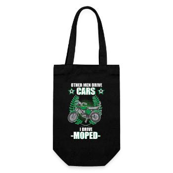 Moped Mopedfahrer Mofa Retro Zweitakt Spruch - Geschenkbeutel für Flaschen - Schwarz - Vorne