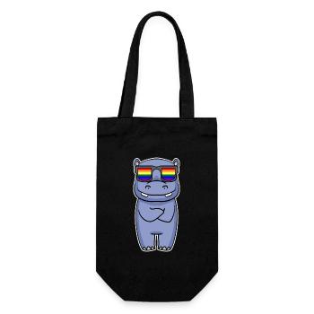 Arc-en-ciel - Hippopotame avec lunettes - Sac à bouteille - noir - Devant