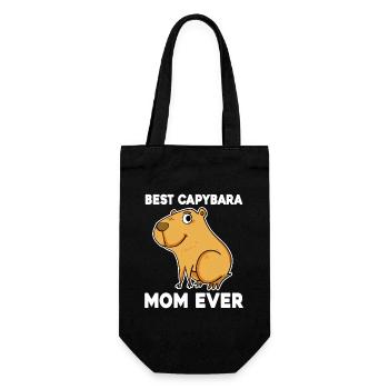 Capybara Mama Wasserschwein - Geschenkbeutel für Flaschen - Schwarz - Vorne