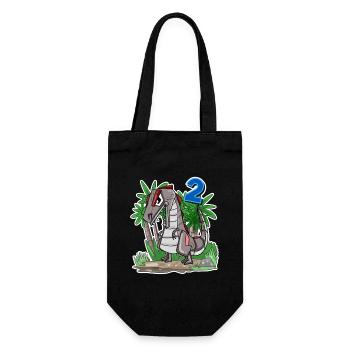 2 Jahre alt - 2. Geburtstag mit Tier Motiv - Dino - Geschenkbeutel für Flaschen - Schwarz - Vorne