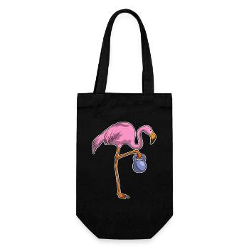 Flamingo Bodybuilder Dumbbell Bodybuilding - Gift Bag for Bottles - black - Front