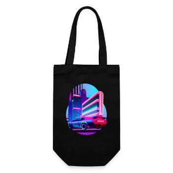 Retro Wave Sport Auto 80s Vaporwave Skyline - Geschenkbeutel für Flaschen - Schwarz - Vorne