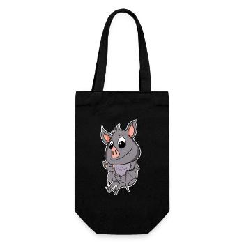 Bat Family - Bat with Baby - Gift Bag for Bottles - black - Front
