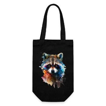 Raccoon Watercolor Cool Art Motifs Climate Protection - Gift Bag for Bottles - black - Front