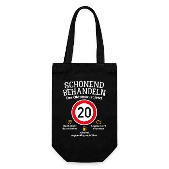 20. Geburtstag Schonend Behandeln Oldtimer Ist 20 - Geschenkbeutel für Flaschen - Schwarz - Vorne
